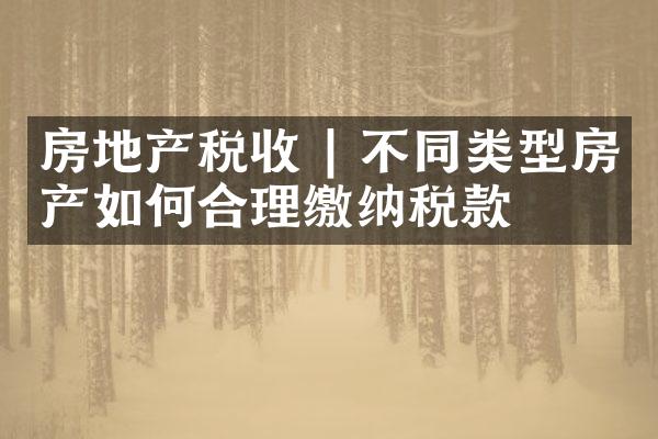 房地产税收 | 不同类型房产如何合理缴纳税款