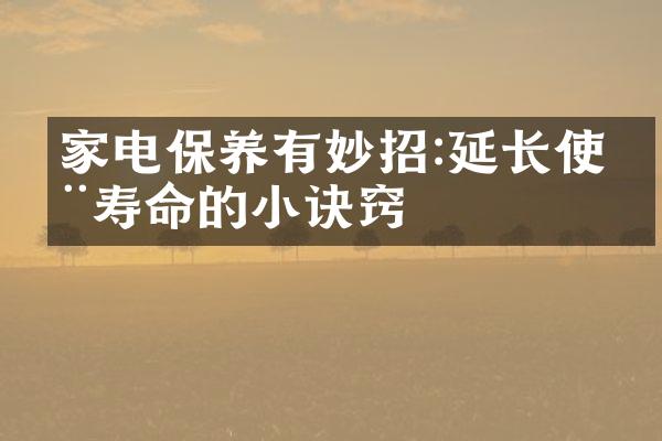 家电保养有妙招:延长使用寿命的小诀窍
