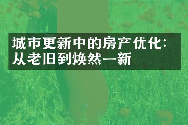 城市更新中的房产优化：从老旧到焕然一新