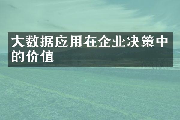 大数据应用在企业决策中的价值