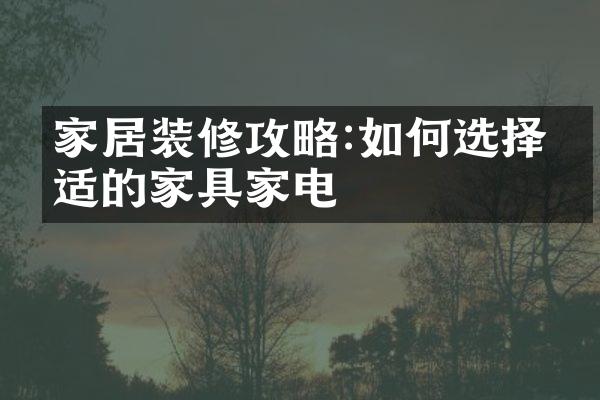 家居装修攻略:如何选择合适的家具家电