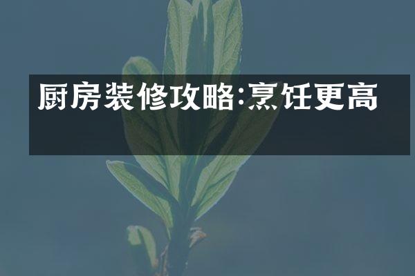 厨房装修攻略:烹饪更高效