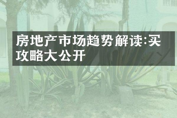 房地产市场趋势解读:买房攻略大公开