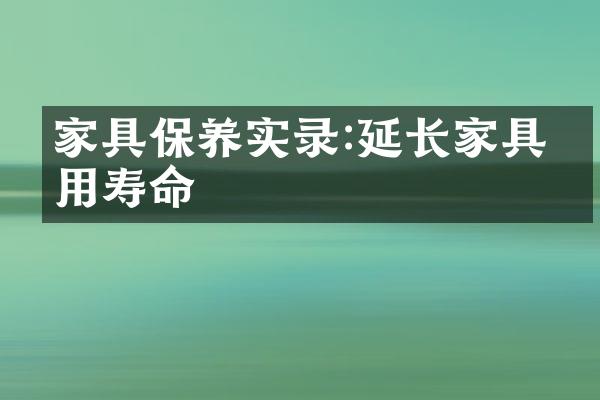 家具保养实录:延长家具使用寿命