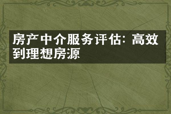 房产中介服务评估: 高效找到理想房源