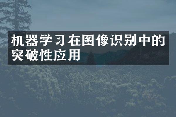 机器学习在图像识别中的突破性应用