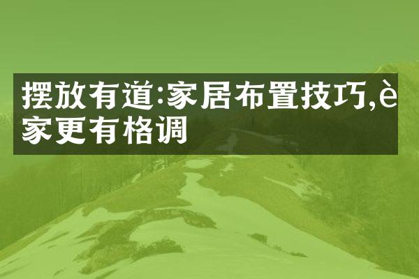 摆放有道:家居布置技巧,让家更有格调