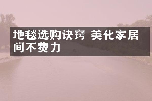 地毯选购诀窍 美化家居空间不费力
