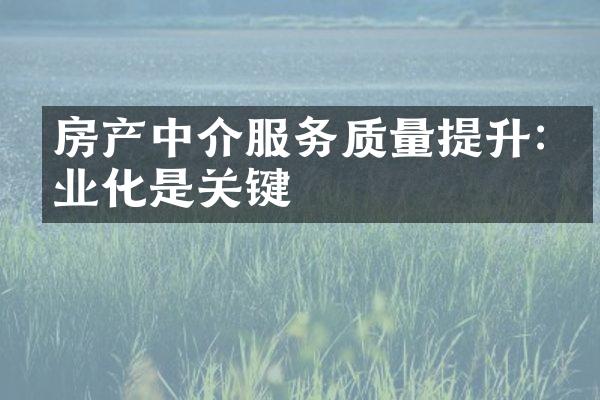 房产中介服务质量提升:专业化是关键