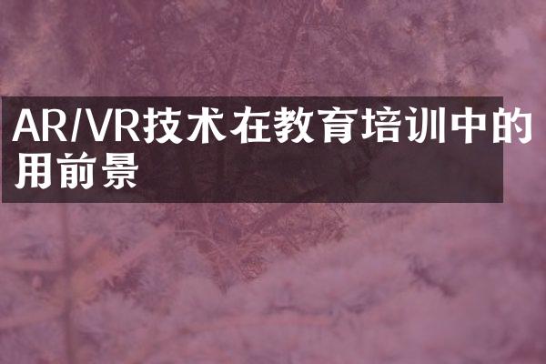 AR/VR技术在教育培训中的应用前景