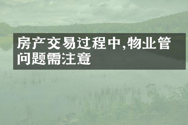 房产交易过程中,物业管理问题需注意