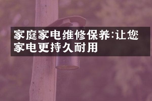 家庭家电维修保养:让您的家电更持久耐用
