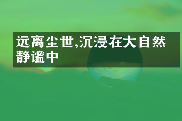 远离尘世,沉浸在大自然的静谧中