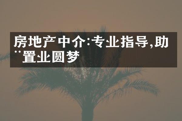 房地产中介:专业指导,助您置业圆梦