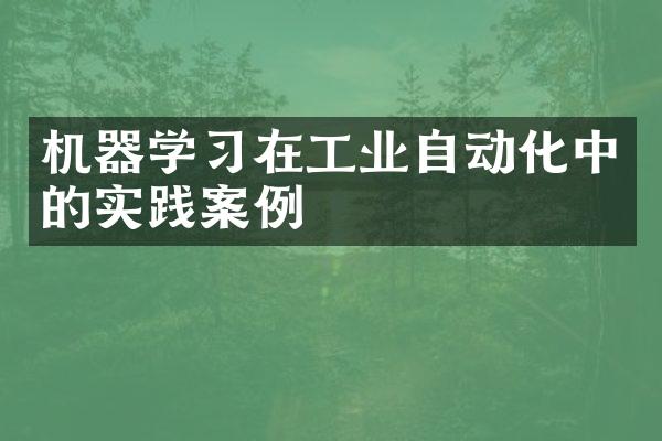 机器学习在工业自动化中的实践案例
