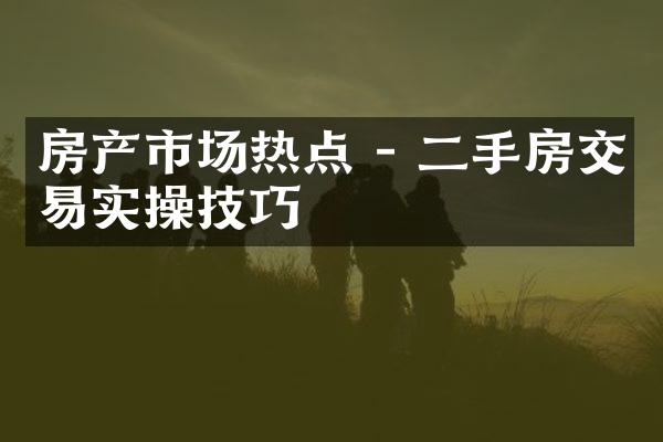 房产市场热点 - 二手房交易实操技巧