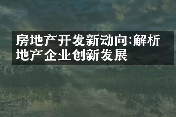 房地产开发新动向:解析房地产企业创新发展