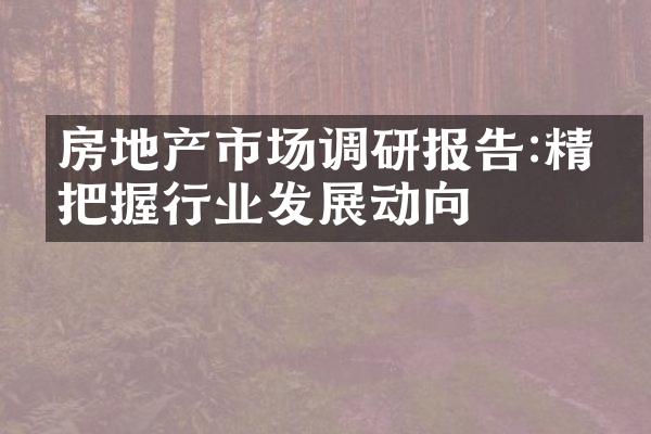 房地产市场调研报告:精准把握行业发展动向