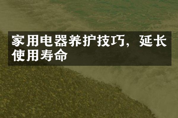 家用电器养护技巧，延长使用寿命