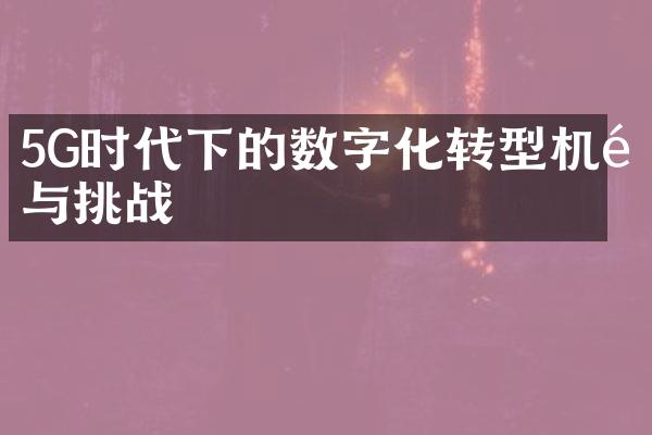 5G时代下的数字化转型机遇与挑战