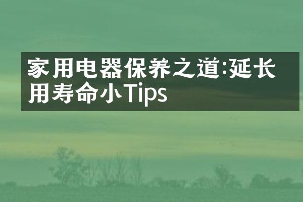 家用电器保养之道:延长使用寿命小Tips