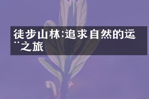 徒步山林:追求自然的运动之旅