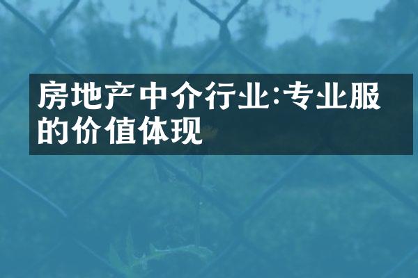 房地产中介行业:专业服务的价值体现