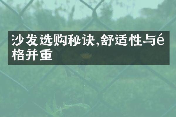 沙发选购秘诀,舒适性与风格并重