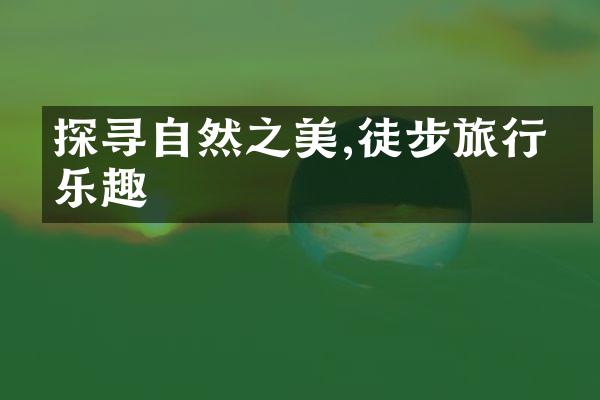 探寻自然之美,徒步旅行的乐趣