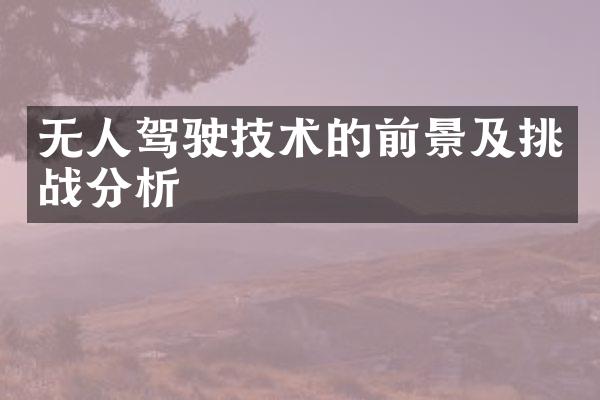 无人驾驶技术的前景及挑战分析