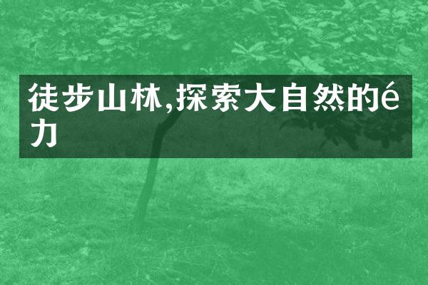 徒步山林,探索大自然的魅力