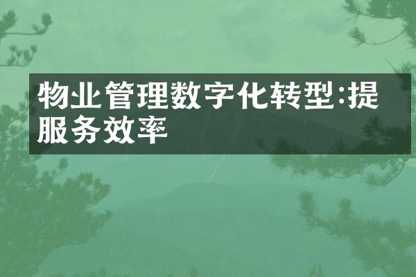 物业管理数字化转型:提升服务效率