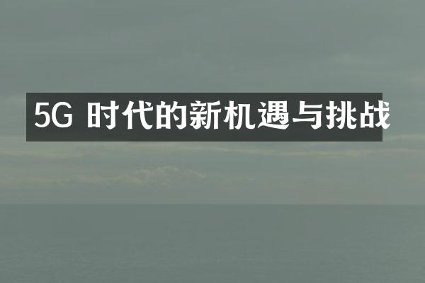 5G 时代的新机遇与挑战