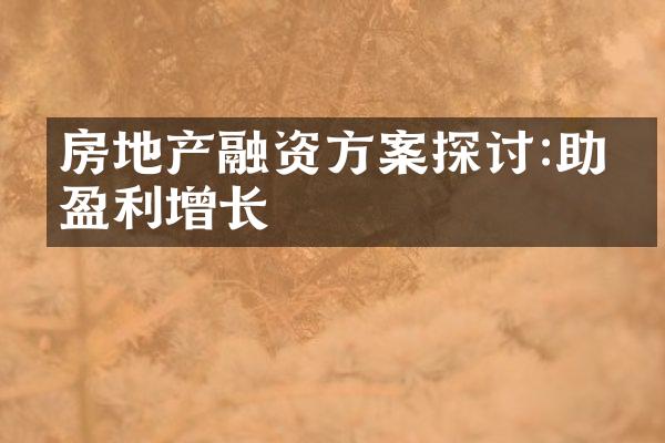 房地产融资方案探讨:助力盈利增长