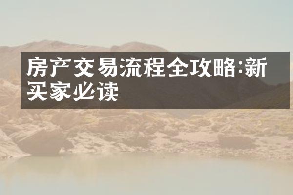 房产交易流程全攻略:新手买家必读