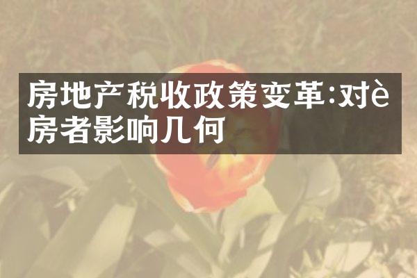 房地产税收政策变革:对购房者影响几何