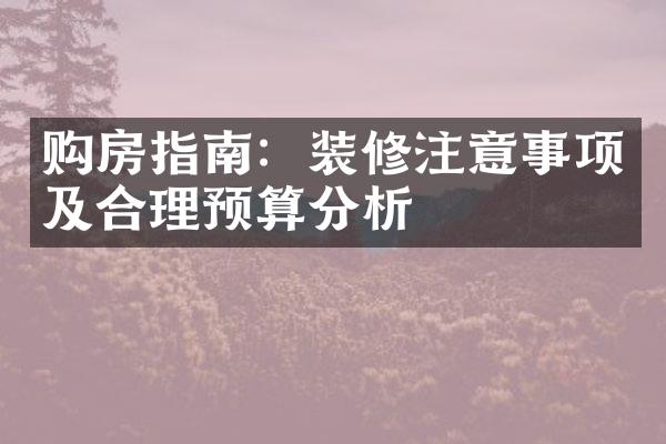 购房指南：装修注意事项及合理预算分析