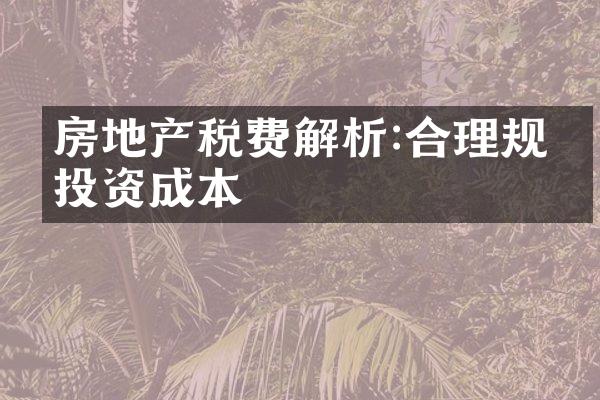 房地产税费解析:合理规划投资成本