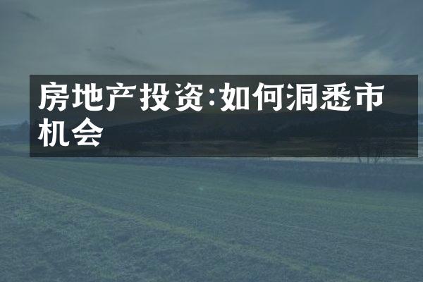 房地产投资:如何洞悉市场机会