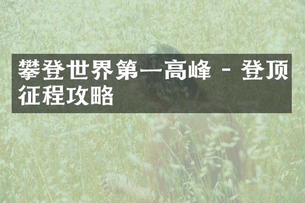 攀登世界第一高峰 - 登顶征程攻略