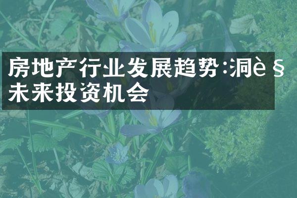 房地产行业发展趋势:洞见未来投资机会