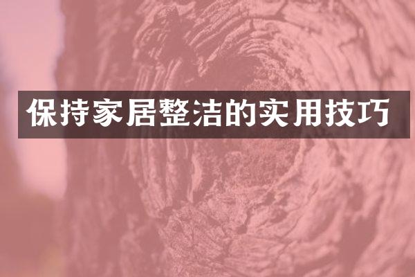 保持家居整洁的实用技巧