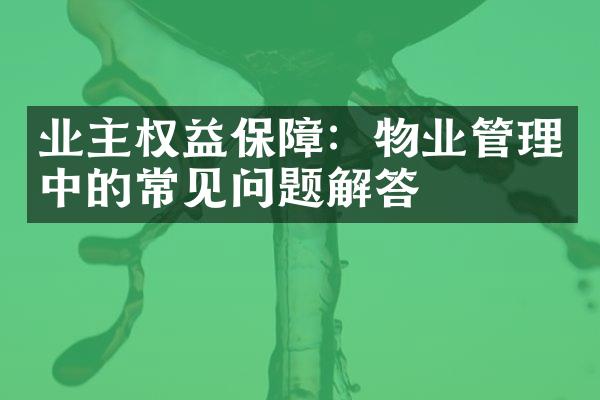 业主权益保障：物业管理中的常见问题解答