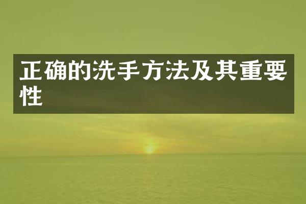 正确的洗手方法及其重要性
