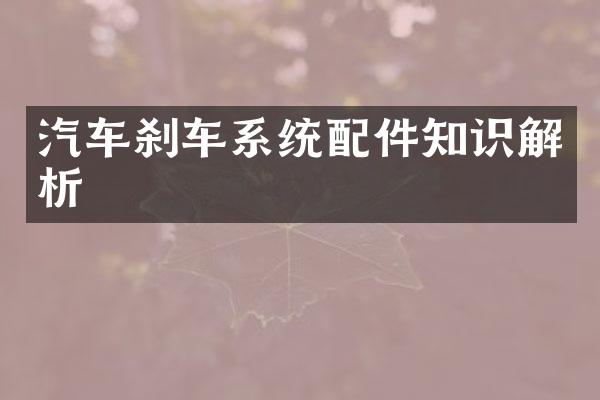 汽车刹车系统配件知识解析