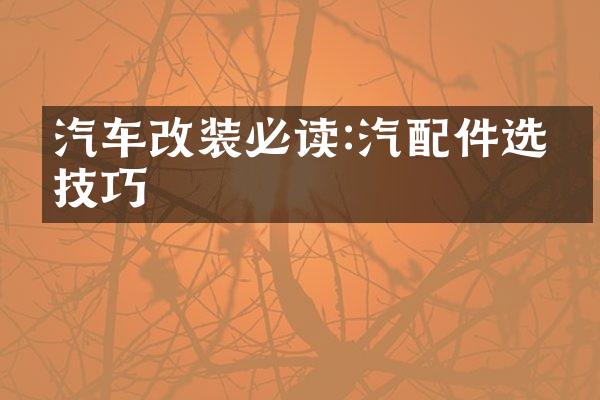 汽车改装必读:汽配件选型技巧