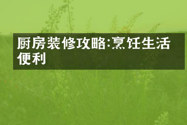 厨房装修攻略:烹饪生活更便利
