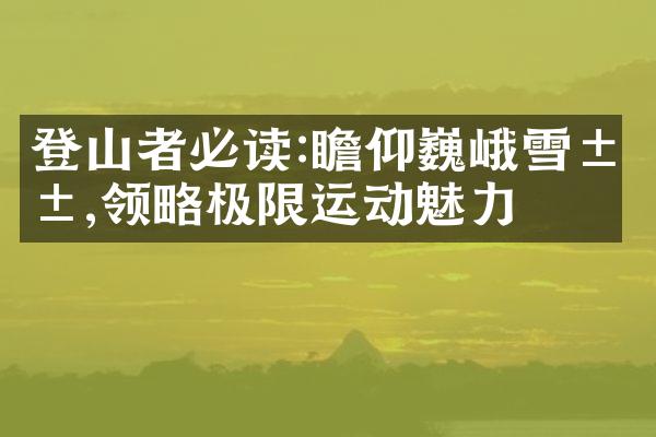 登山者必读:瞻仰巍峨雪山,领略极限运动魅力