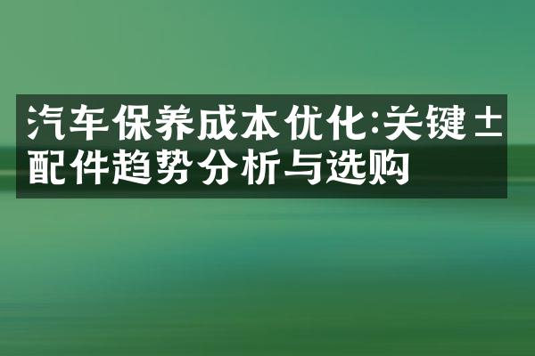 汽车保养成本优化:关键汽配件趋势分析与选购