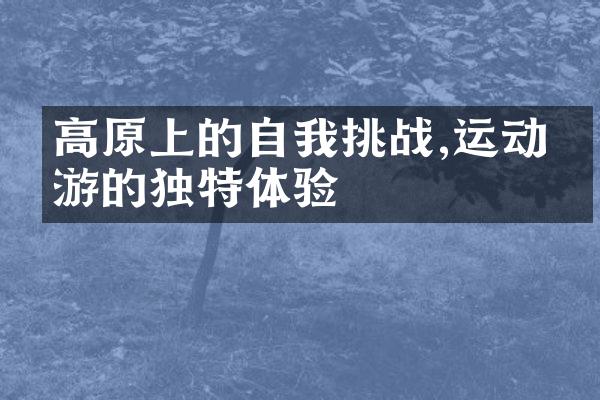 高原上的自我挑战,运动旅游的独特体验